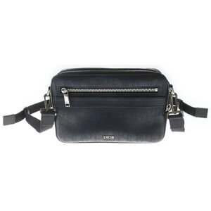 DIOR Safari Messenger Bag Oblique Leather Shoulder Black